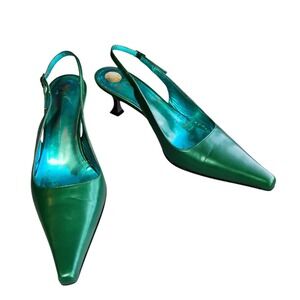 Giuseppe Zanotti Kitten Heels Womens EU 39 Emerald Green Pointed Toe Adjustable